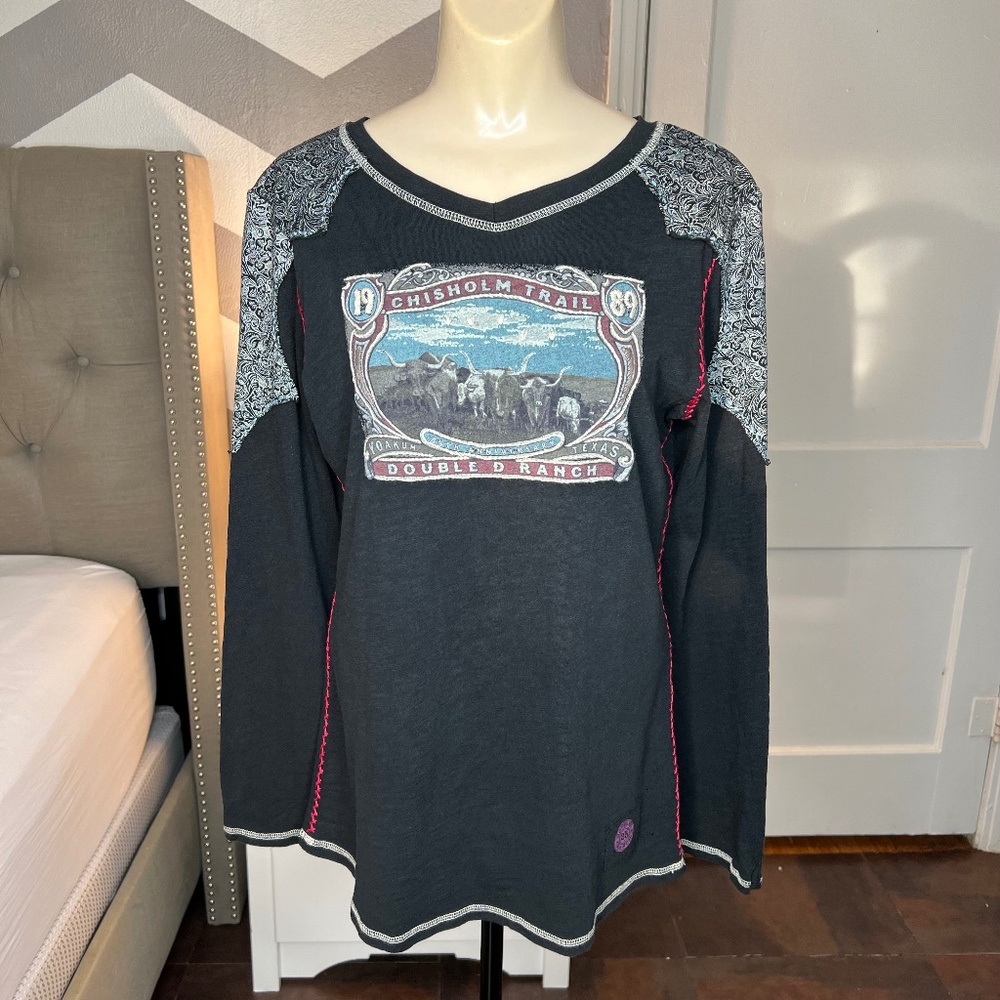 Double D Ranch Chisholm Trail 25th Anniversary Top, Black